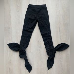 Black Slim Fit Pants With Ankle Tie Detail